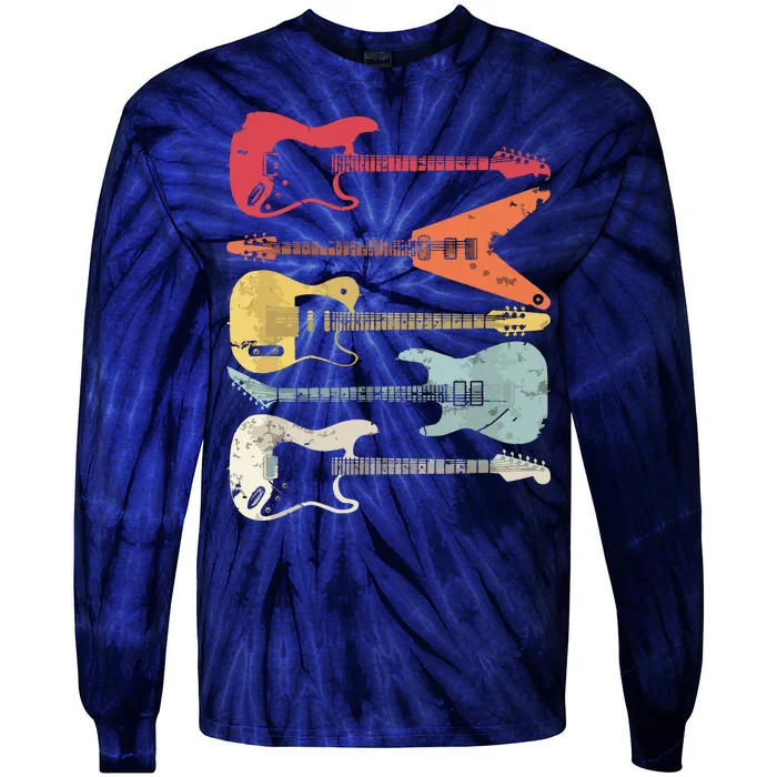 Guitar Shirts Retro Style Gift For Guitarist Tie-Dye Long Sleeve Shirt