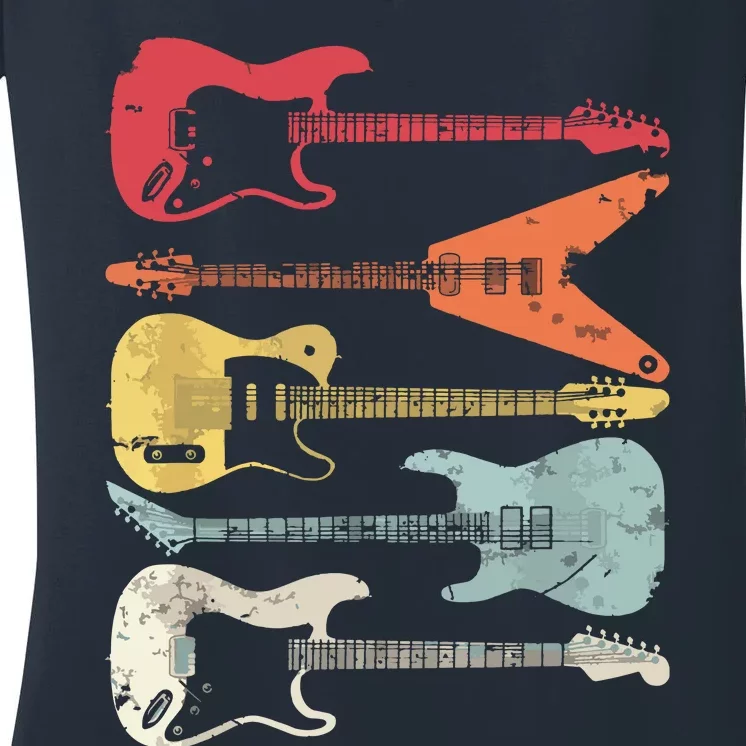 Guitar Shirts Retro Style Gift For Guitarist Women's V-Neck T-Shirt