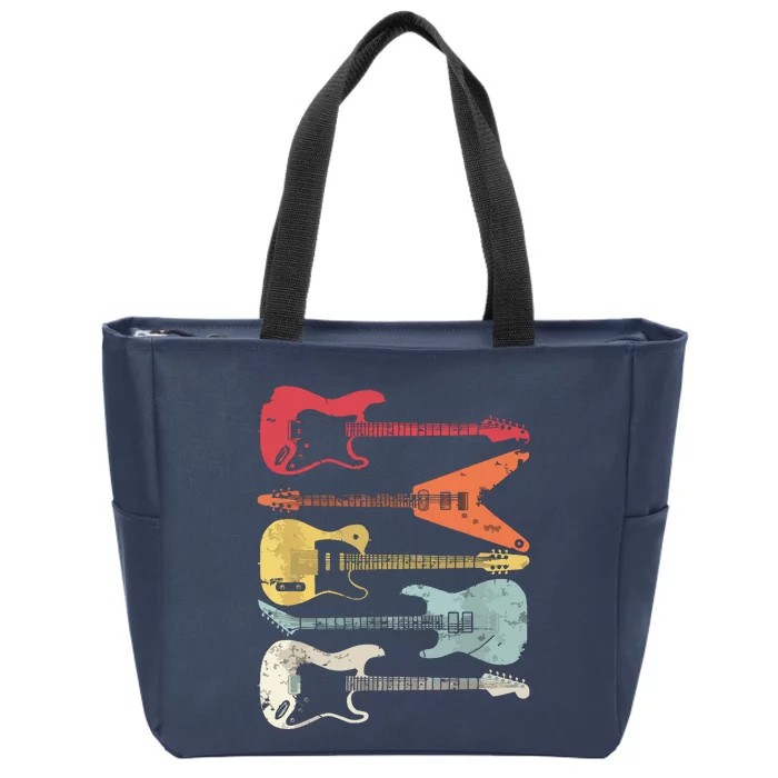 Guitar Shirts Retro Style Gift For Guitarist Zip Tote Bag