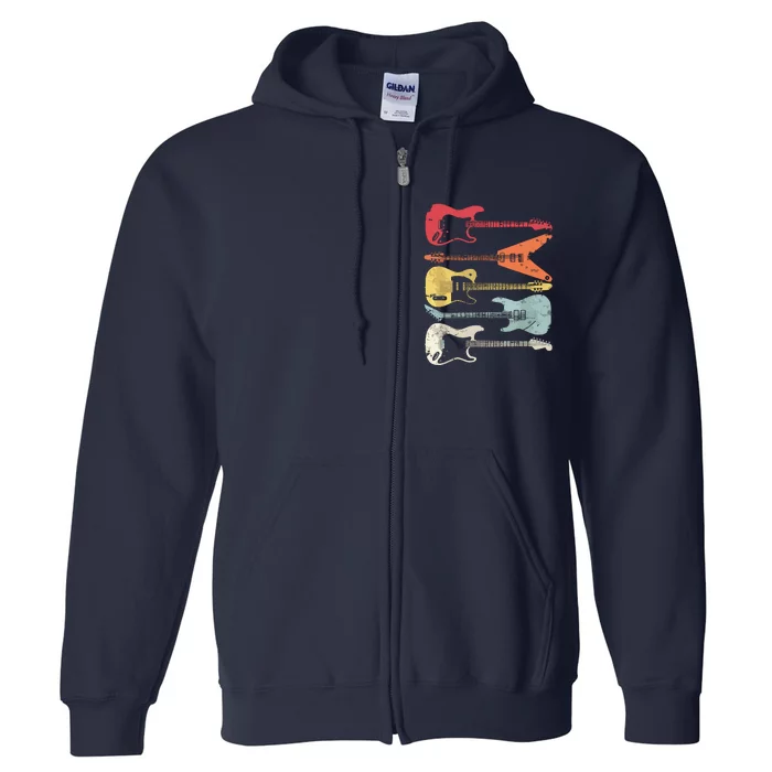 Guitar Shirts Retro Style Gift For Guitarist Full Zip Hoodie