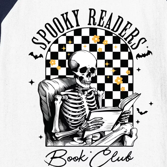 Groovy Spooky Readers Book Club Skeleton Book Lovers Bookish Baseball Sleeve Shirt