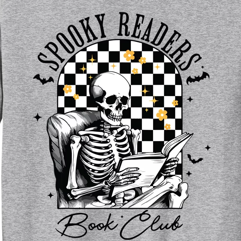 Groovy Spooky Readers Book Club Skeleton Book Lovers Bookish Tall Sweatshirt