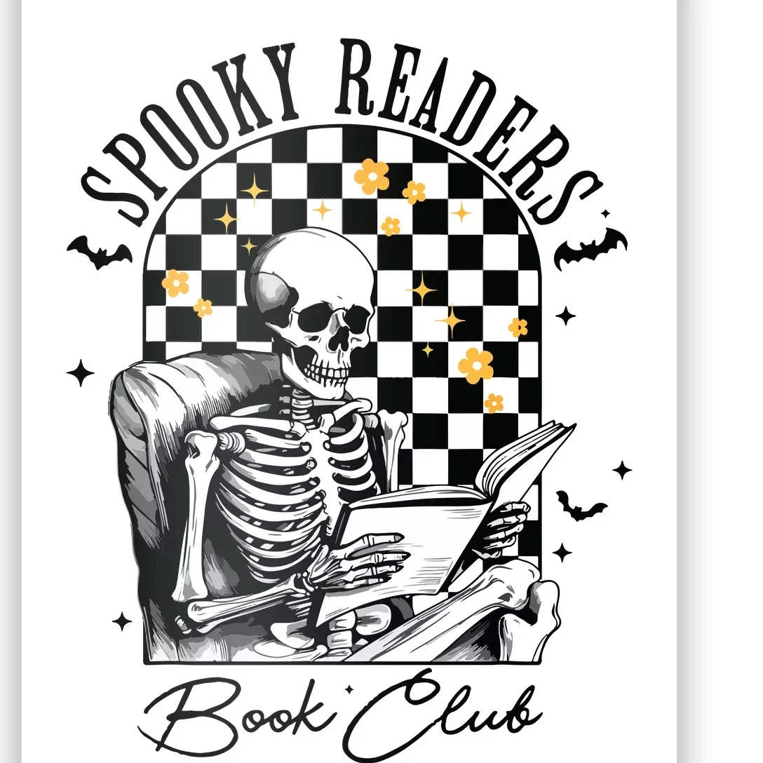 Groovy Spooky Readers Book Club Skeleton Book Lovers Bookish Poster