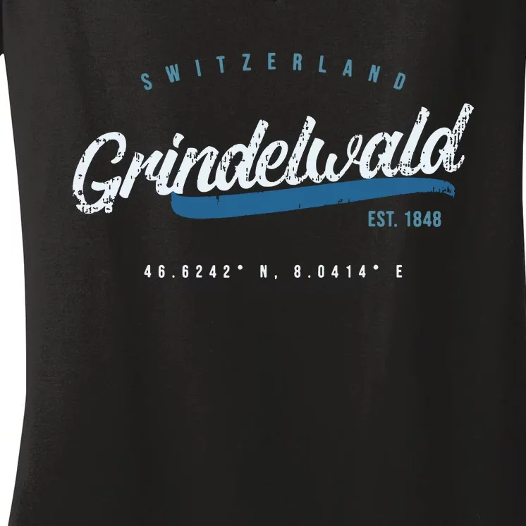 Grindelwald Switzerland Retro T Women's V-Neck T-Shirt