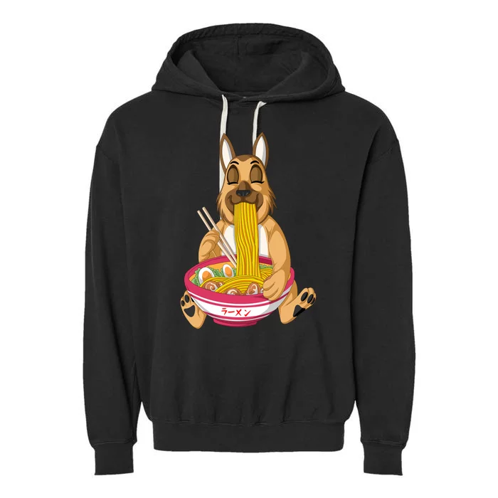 German Shepherd Ramen Garment-Dyed Fleece Hoodie