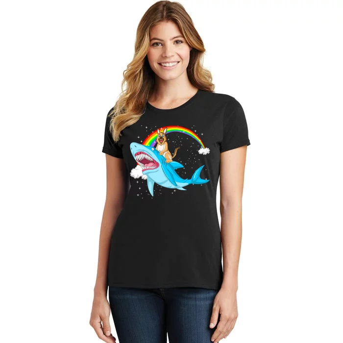 German Shepherd Riding Shark Women's T-Shirt