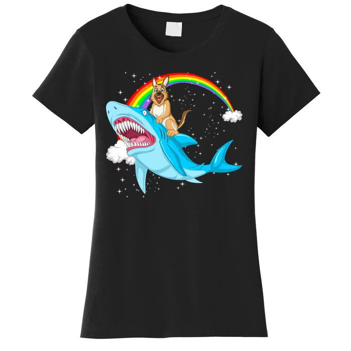 German Shepherd Riding Shark Women's T-Shirt