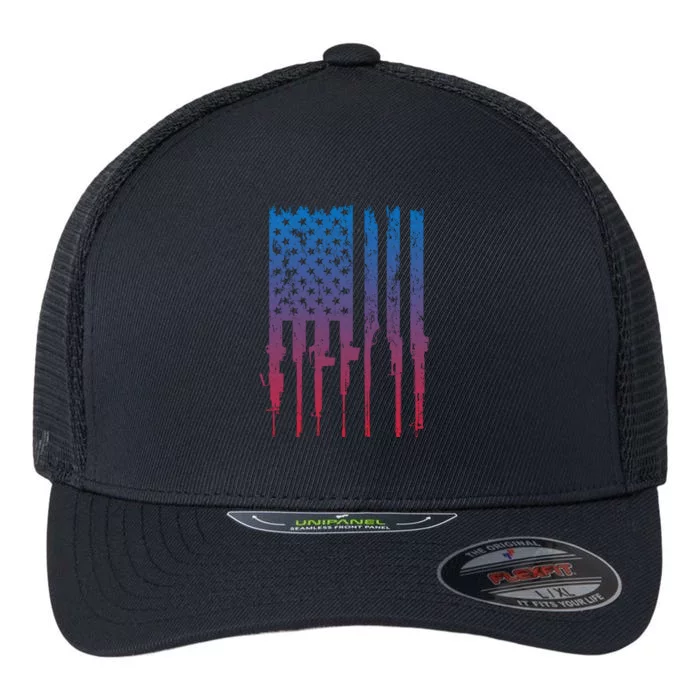 Grunt Style Rifle American Flag Retro Flexfit Unipanel Trucker Cap