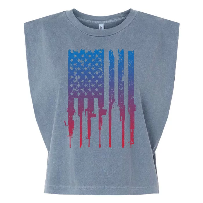 Grunt Style Rifle American Flag Retro Garment-Dyed Women's Muscle Tee