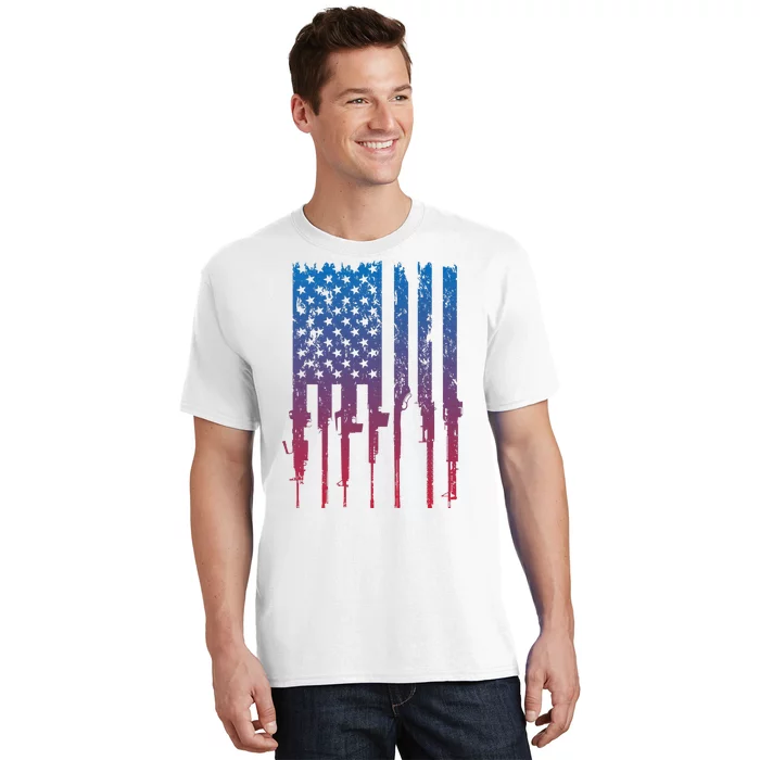 Grunt Style Rifle American Flag Retro T-Shirt