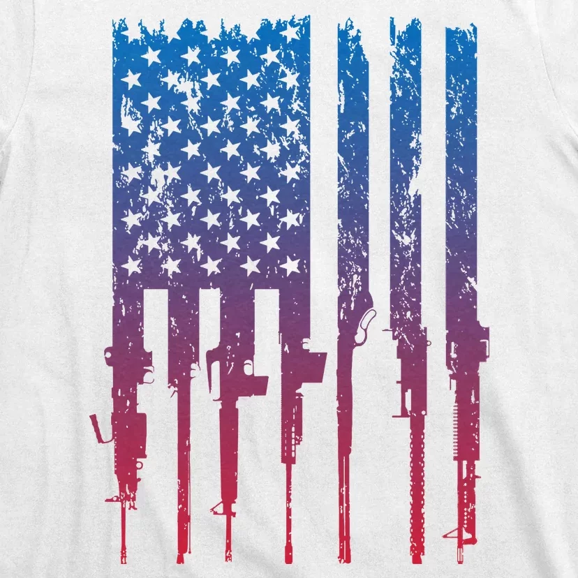 Grunt Style Rifle American Flag Retro T-Shirt