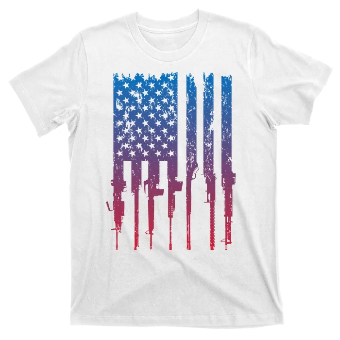 Grunt Style Rifle American Flag Retro T-Shirt