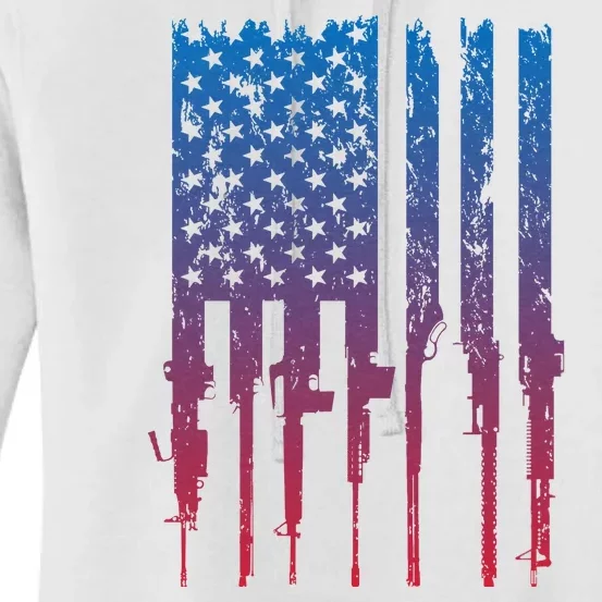 Grunt Style Rifle American Flag Retro Women's Pullover Hoodie