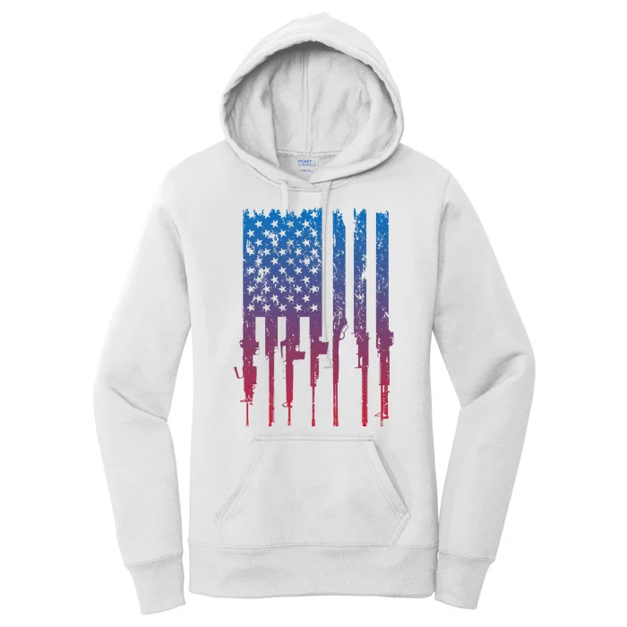 Grunt Style Rifle American Flag Retro Women's Pullover Hoodie