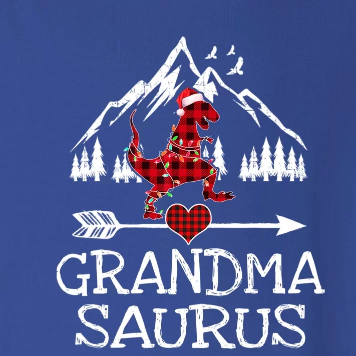 Grandma Saurus Red Plaid T Rex Dinosaur Family Pajamas Xmas Gift Toddler Long Sleeve Shirt