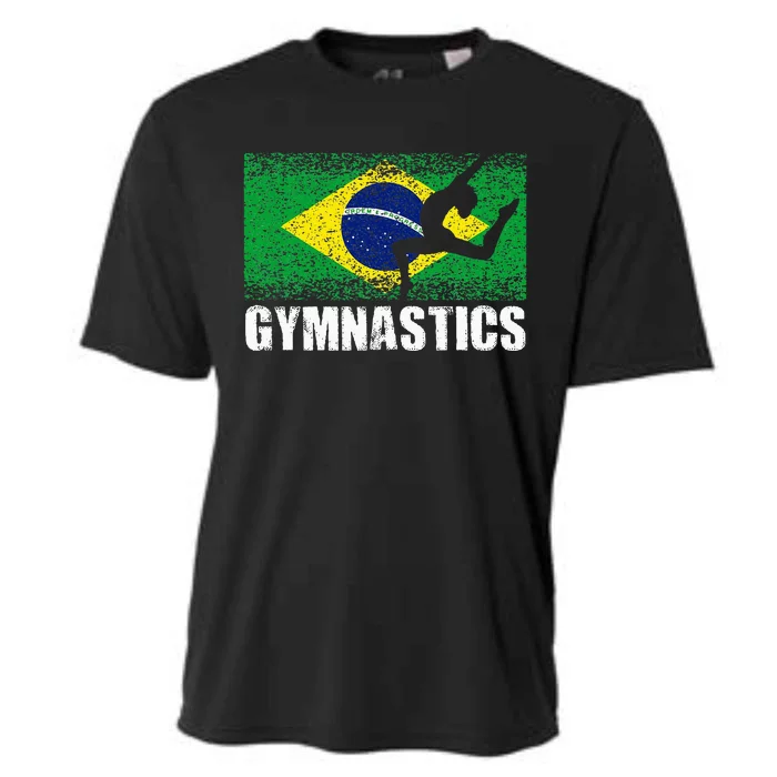 Gymnastics Sport Retro Brazil Flag Brazilian Gymnast Cooling Performance Crew T-Shirt