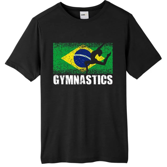 Gymnastics Sport Retro Brazil Flag Brazilian Gymnast ChromaSoft Performance T-Shirt