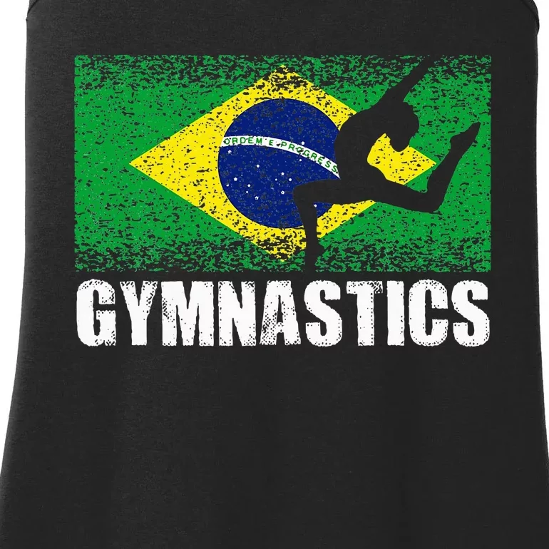 Gymnastics Sport Retro Brazil Flag Brazilian Gymnast Ladies Essential Tank