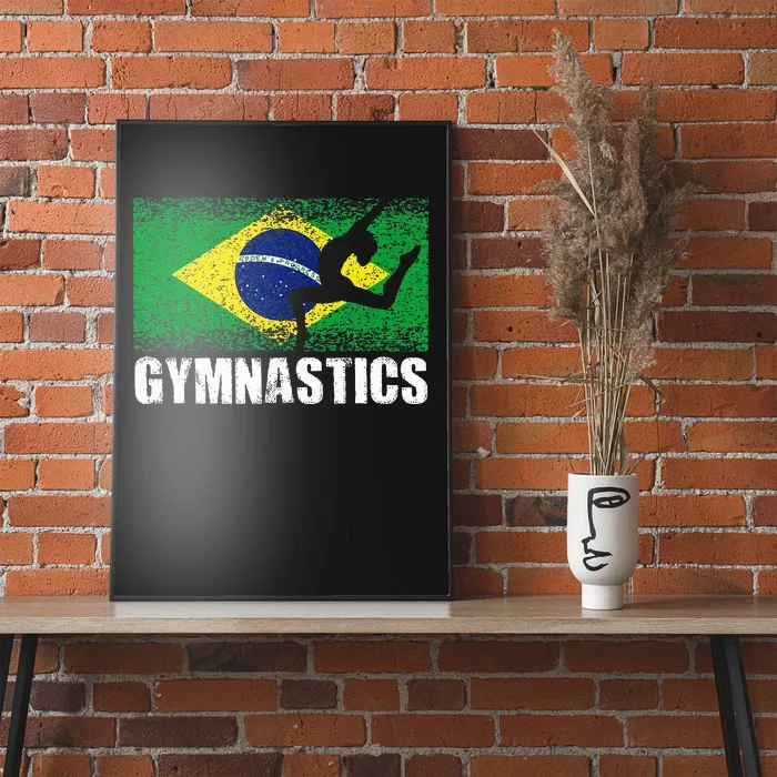 Gymnastics Sport Retro Brazil Flag Brazilian Gymnast Poster