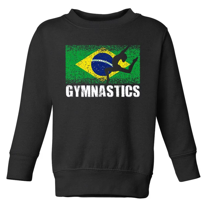 Gymnastics Sport Retro Brazil Flag Brazilian Gymnast Toddler Sweatshirt