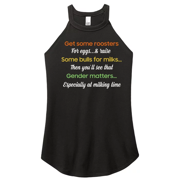 Get Some Roosters For Eggs And Raise Some Bulls For Milk Women’s Perfect Tri Rocker Tank