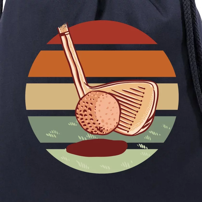 Golf Sunset Retro Drawstring Bag