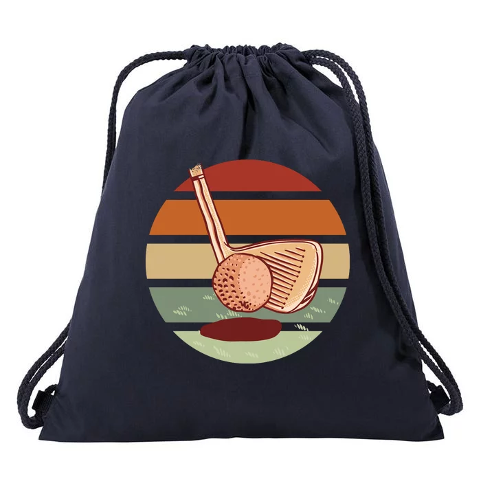 Golf Sunset Retro Drawstring Bag