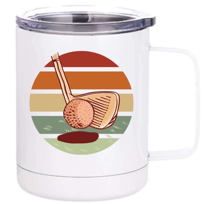 Golf Sunset Retro Front & Back 12oz Stainless Steel Tumbler Cup