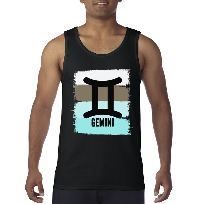 Gemini SYmbol Retro Vintage Distressed Cool Zodiac Sign Tank Top