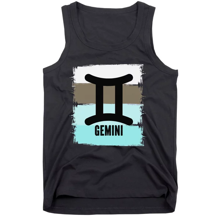 Gemini SYmbol Retro Vintage Distressed Cool Zodiac Sign Tank Top