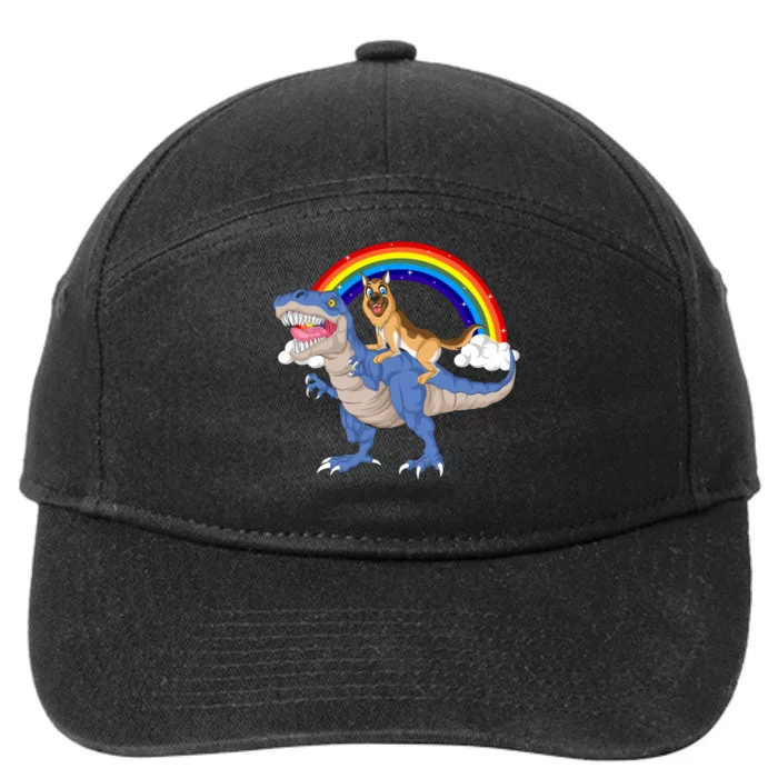 German Shepherd Riding Dinosaur 7-Panel Snapback Hat