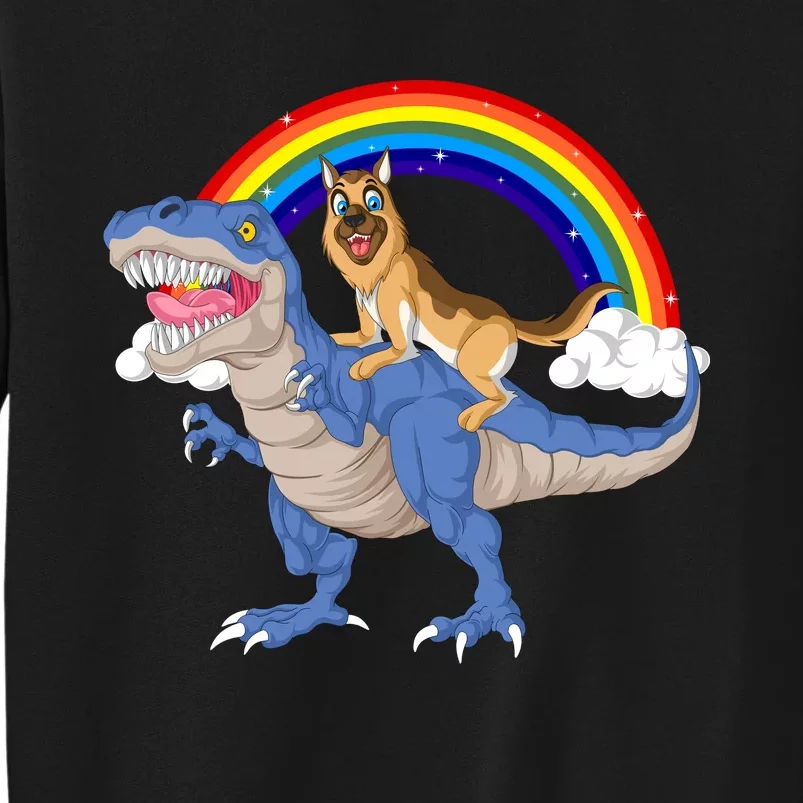 German Shepherd Riding Dinosaur Tall Sweatshirt