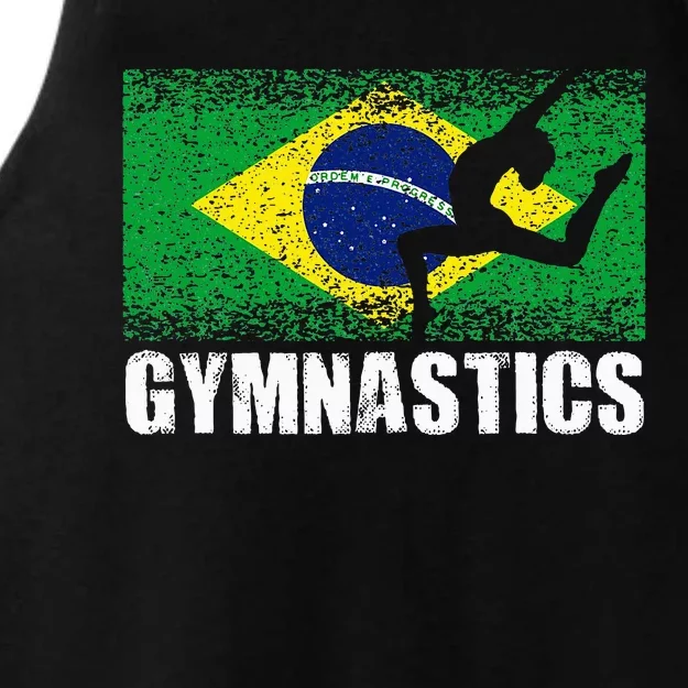 Gymnastics Sport Retro Brazil Flag Brazilian Gymnast Ladies Tri-Blend Wicking Tank