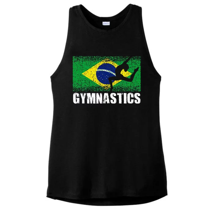 Gymnastics Sport Retro Brazil Flag Brazilian Gymnast Ladies Tri-Blend Wicking Tank