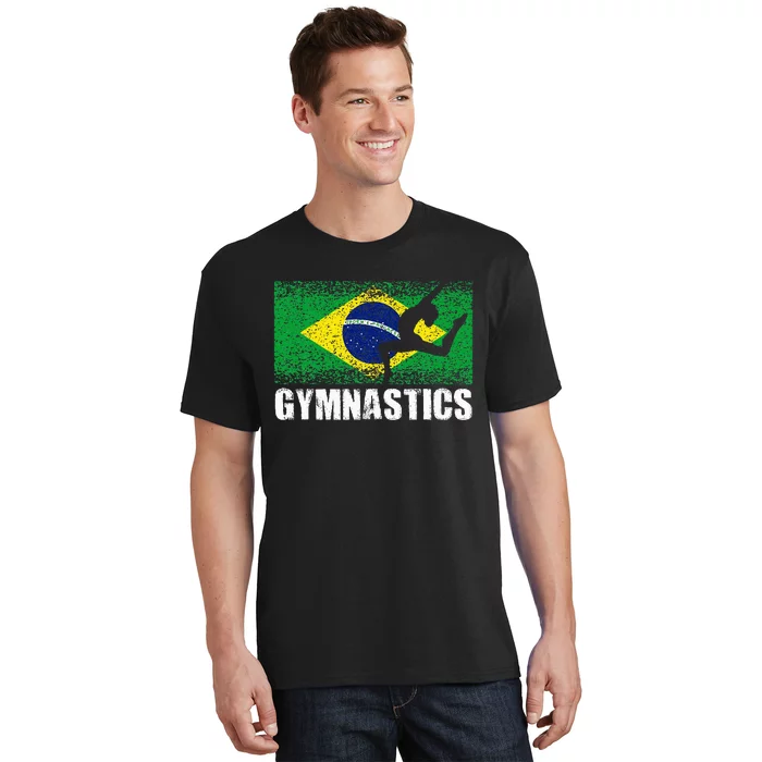 Gymnastics Sport Retro Brazil Flag Brazilian Gymnast T-Shirt