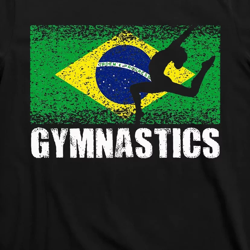 Gymnastics Sport Retro Brazil Flag Brazilian Gymnast T-Shirt