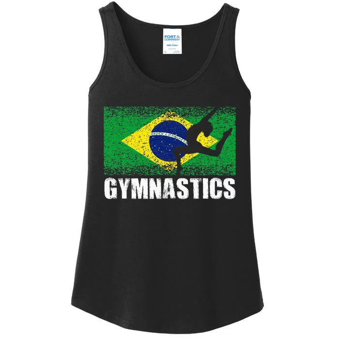 Gymnastics Sport Retro Brazil Flag Brazilian Gymnast Ladies Essential Tank