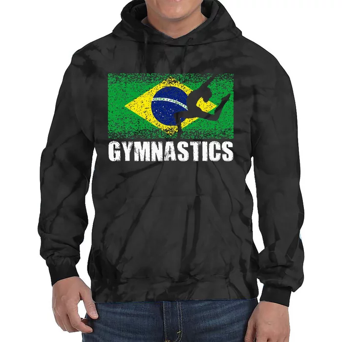 Gymnastics Sport Retro Brazil Flag Brazilian Gymnast Tie Dye Hoodie