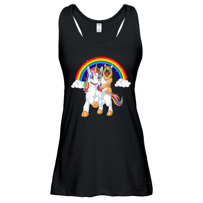 German Shepherd Riding Unicorn Ladies Essential Flowy Tank