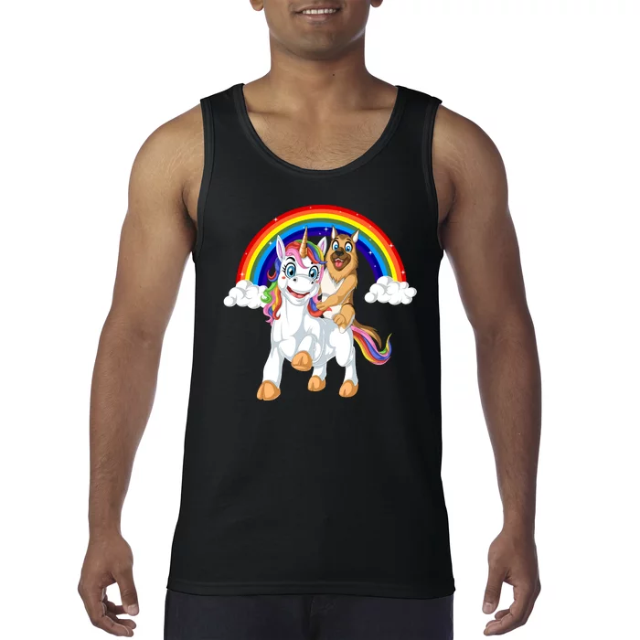 German Shepherd Riding Unicorn Tank Top