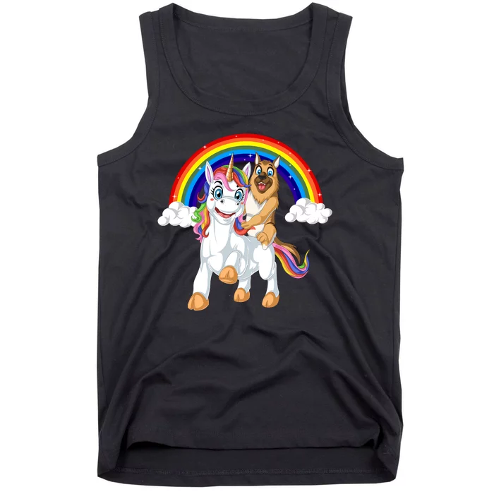 German Shepherd Riding Unicorn Tank Top