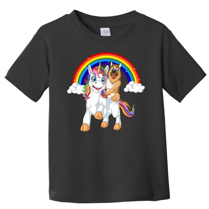 German Shepherd Riding Unicorn Toddler T-Shirt