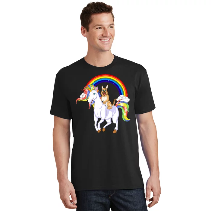 German Shepherd Riding Unicorn T-Shirt