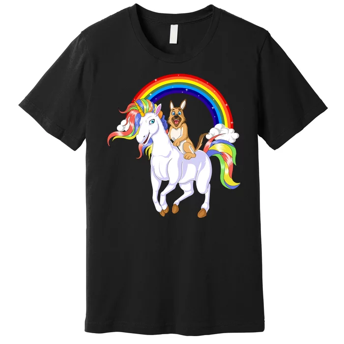 German Shepherd Riding Unicorn Premium T-Shirt