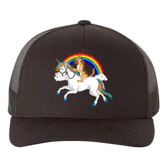 German Shepherd Riding Unicorn Yupoong Adult 5-Panel Trucker Hat