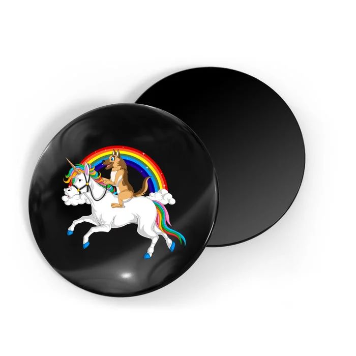 German Shepherd Riding Unicorn Magnet