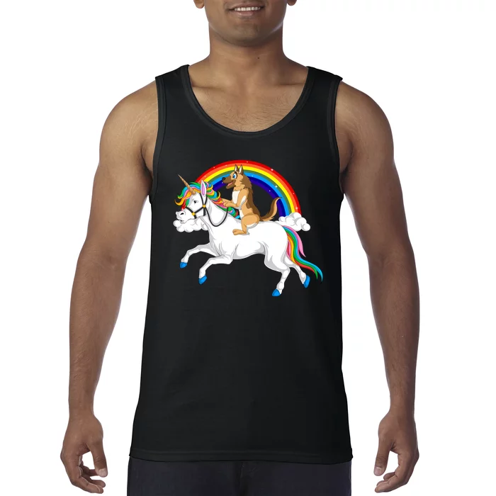 German Shepherd Riding Unicorn Tank Top