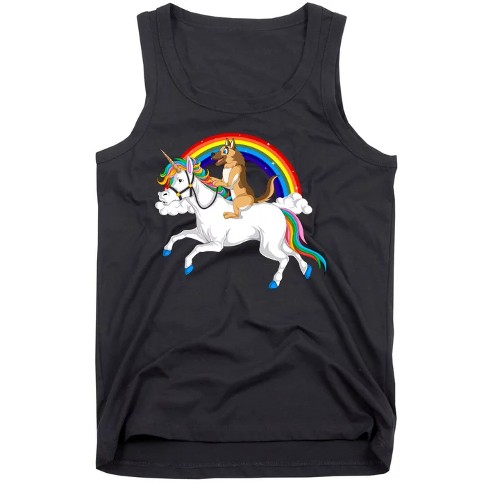 German Shepherd Riding Unicorn Tank Top