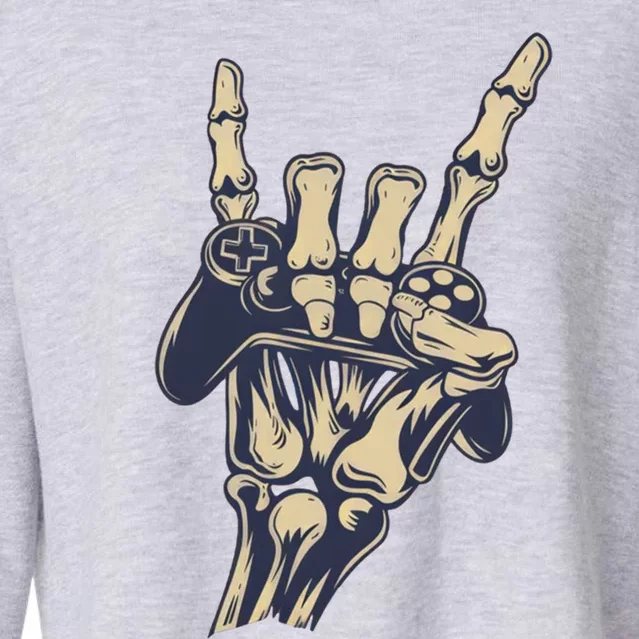 Gamer Skeleton Rock Concert Hand Funny Gift Cropped Pullover Crew