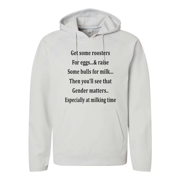 Get Some Roosters For Eggs & Raise Some Bull Performance Fleece Hoodie